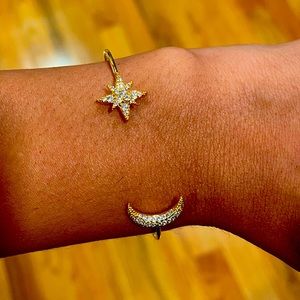 Star and Moon bracelet. Swarovski crystals and bracelet is adjustable.